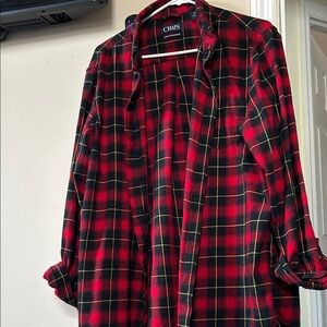 Chaps Men's Red and Black Plaid Button Down Shirt